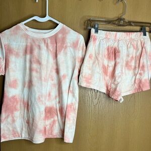 Pink and White Tie-Dye Loungewear Set